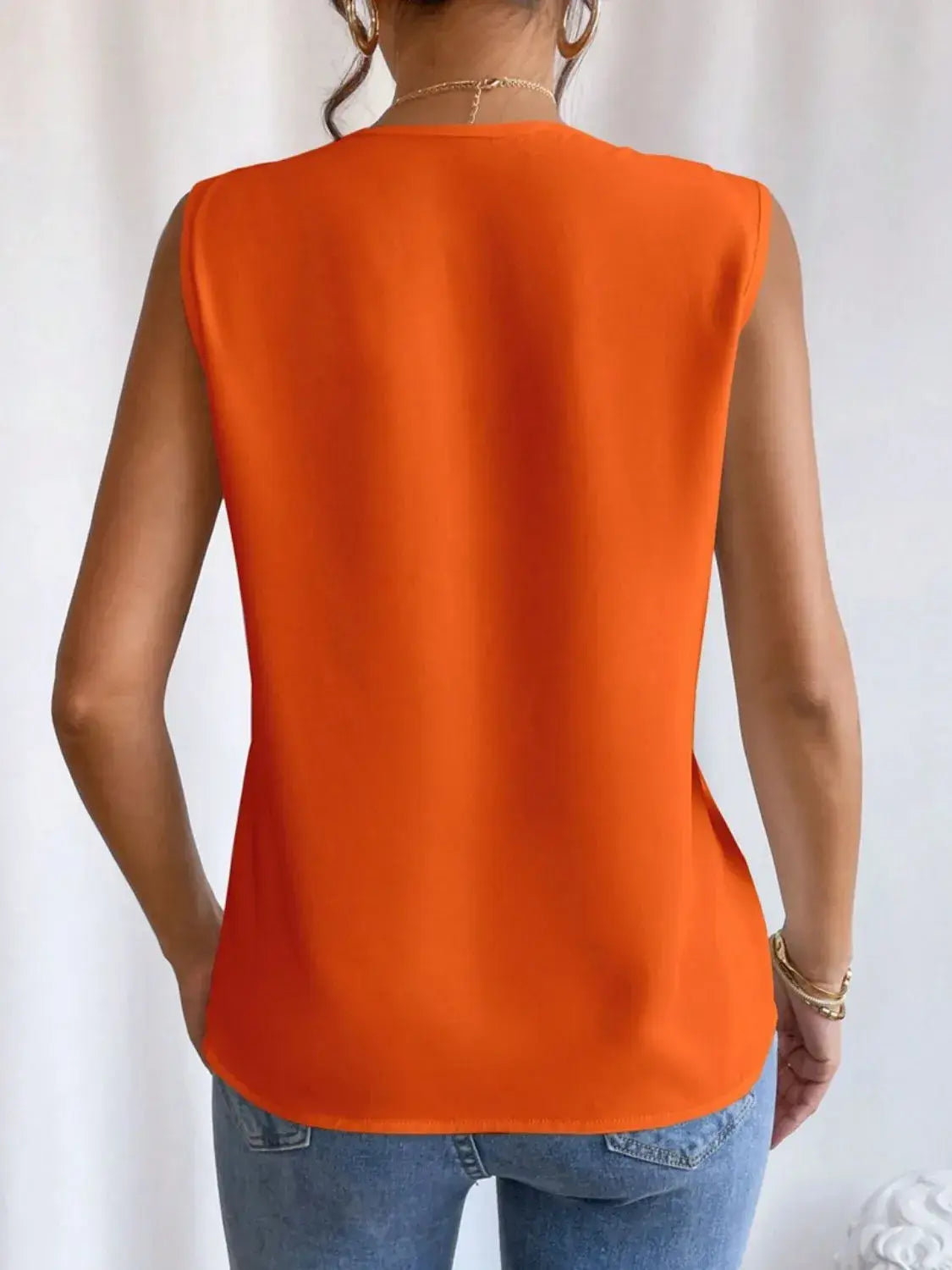 V-Neck Pleated Sleeveless Cami Tank Top - Trendsi - Flyclothing LLC