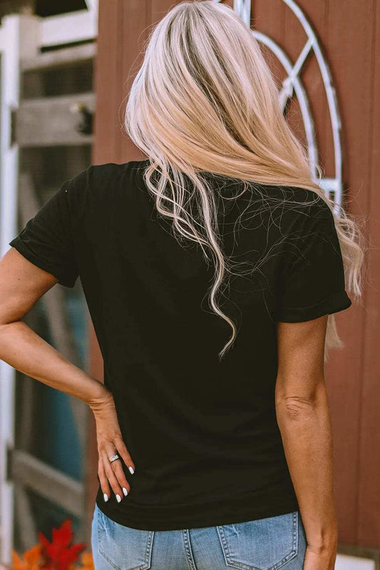 Graphic Round Neck Short Sleeve T-Shirt - Trendsi - Flyclothing LLC