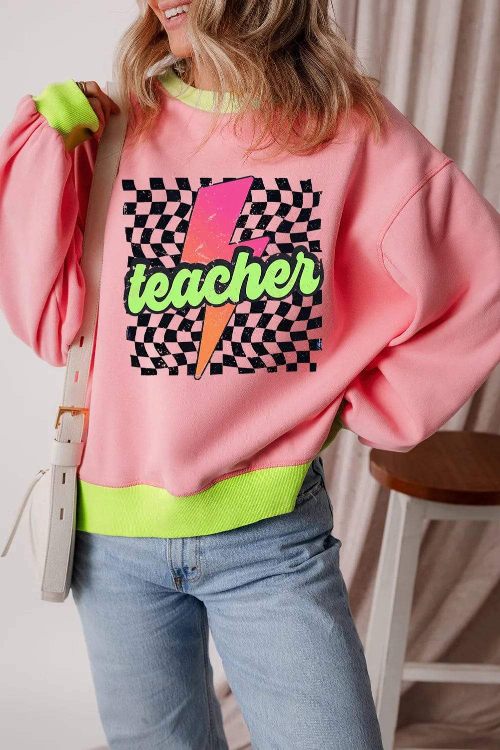 Graphic Round Neck Long Sleeve Sweatshirt - Trendsi - Flyclothing LLC