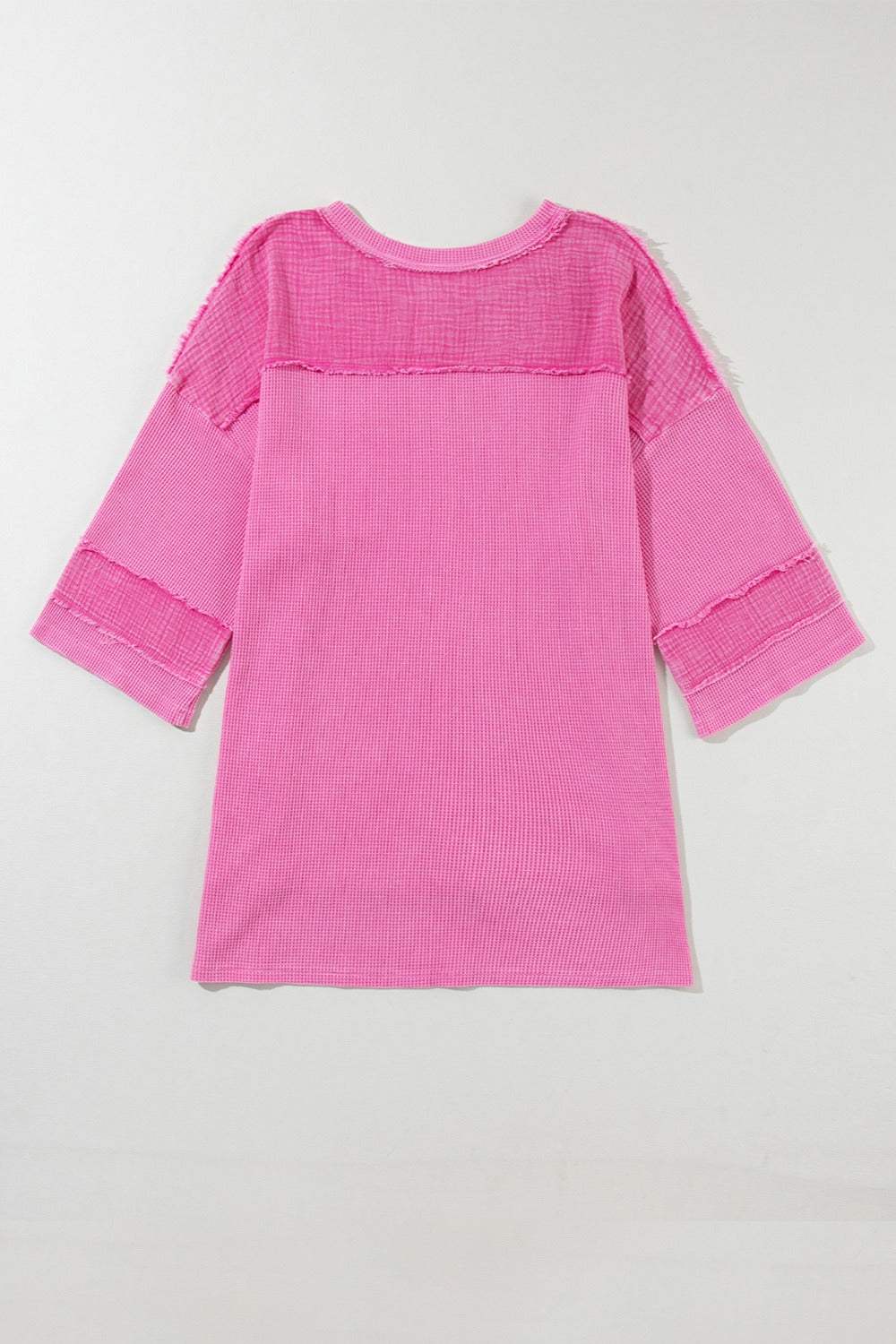Pocketed Round Neck Three-Quarter Sleeve T-Shirt - Trendsi - Flyclothing LLC