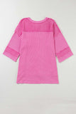 Pocketed Round Neck Three-Quarter Sleeve T-Shirt - Trendsi - Flyclothing LLC
