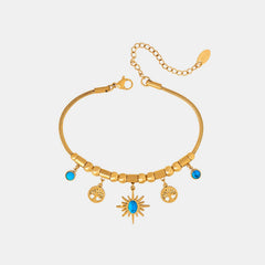 Gold-Plated Titanium Steel Charm Bracelet - Trendsi