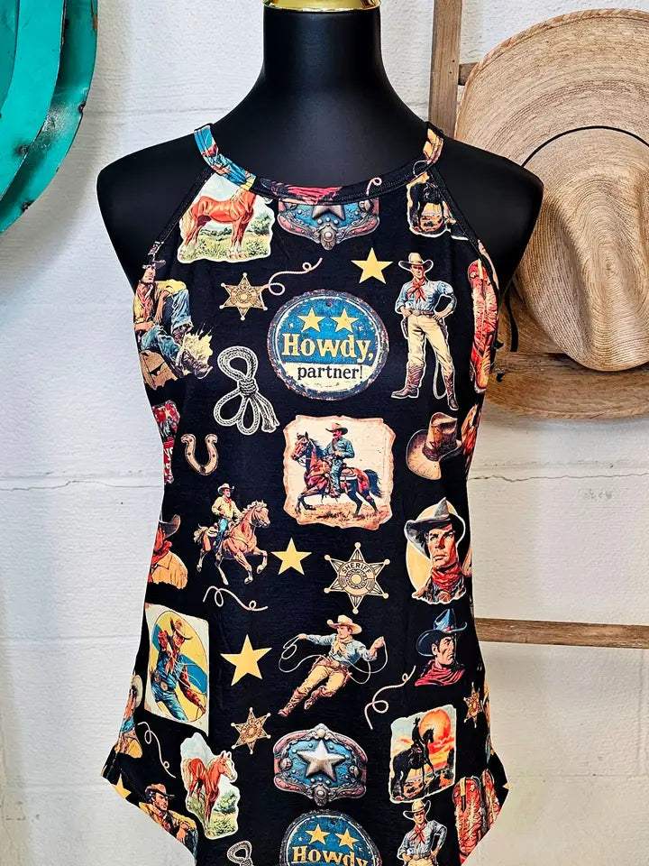 Baha Ranch Vintage Cowboy Collage Western Tank Top - Baha Ranch Western Wear - Flyclothing LLC