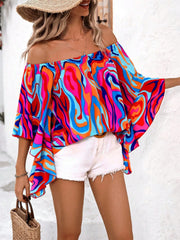 Printed Off-Shoulder Blouse - Trendsi