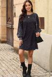 Leopard Round Neck Long Sleeve Dress - Trendsi - Flyclothing LLC