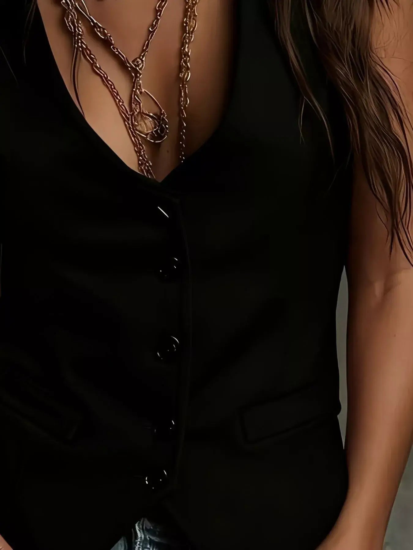 Velvet Button-Down Vest Coat - Trendsi - Flyclothing LLC