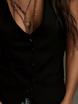 Velvet Button-Down Vest Coat - Trendsi - Flyclothing LLC
