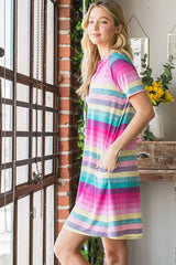 Heimish Full Size Striped Short Sleeve Mini Tee Dress Plus Size - Trendsi - Flyclothing LLC