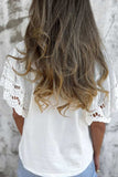 Hollow Out Embroidered Short Sleeve Round Neck Top - Trendsi - Flyclothing LLC