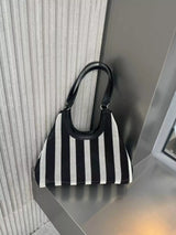 Contrast Striped Tote Bag - Trendsi - Flyclothing LLC