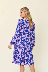 Double Take Full Size Printed Ruffle Hem Dress with Pocket - Trendsi - Flyclothing LLC