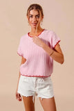 SO ME Textured Light Weight Sweater Dolman Top - Trendsi