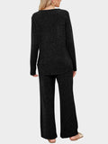 Round Neck Long Sleeve Top and Pants Set - Trendsi - Flyclothing LLC