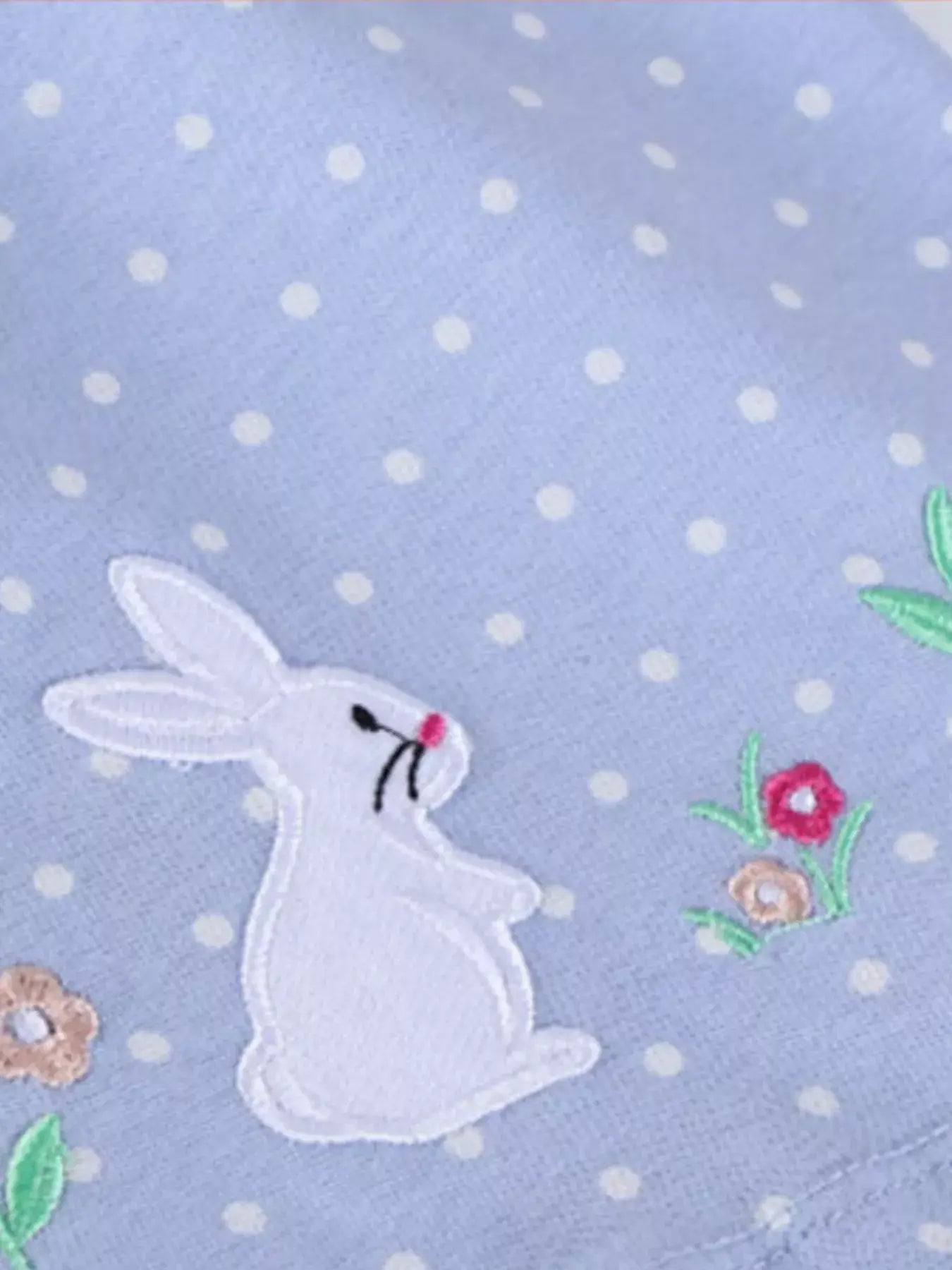 Children's Cute Bunny Embroidered Polka Dot Dress - Trendsi - Flyclothing LLC