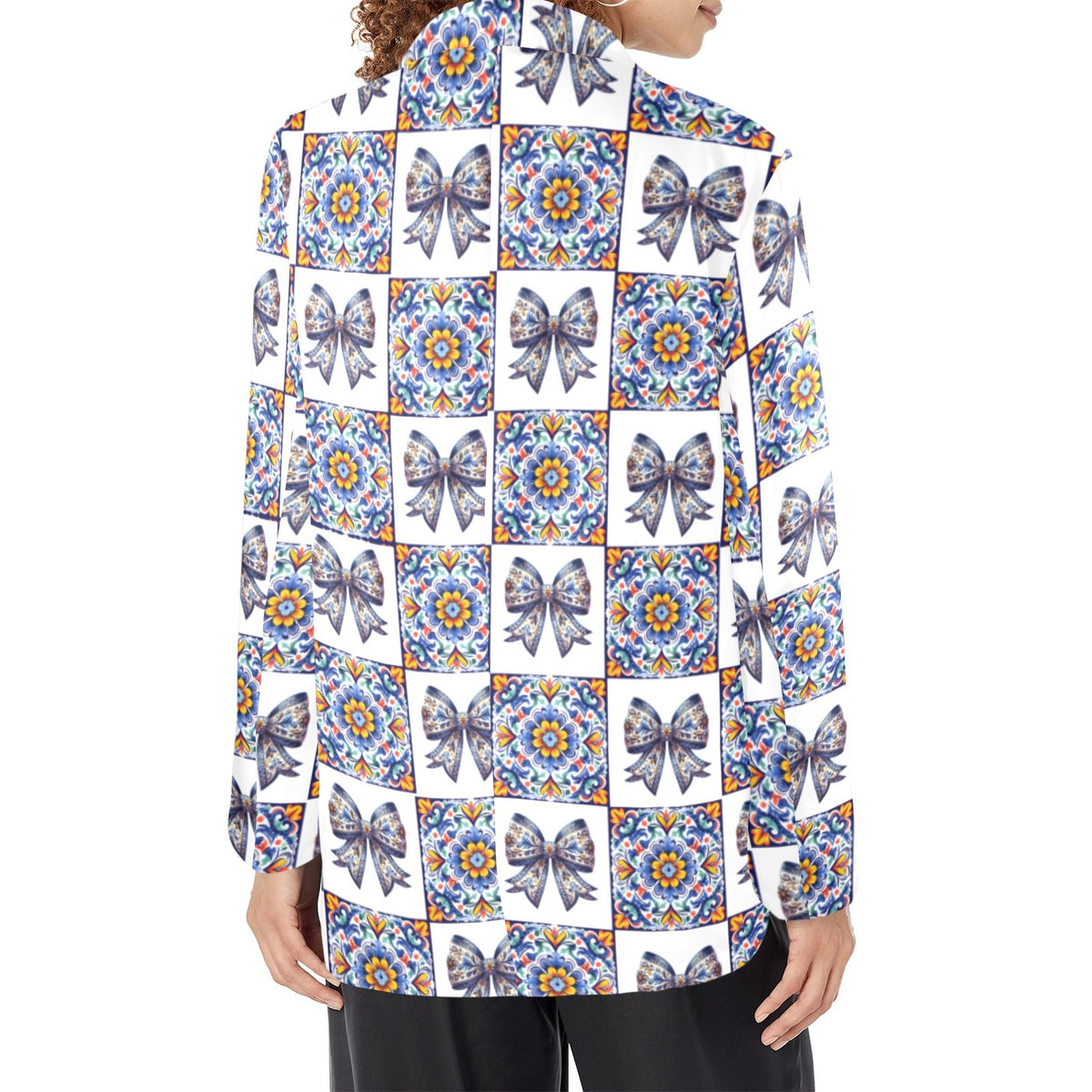 Baha Ranch Blue Bow Talavera Floral Blazer - Baha Ranch Western Wear - Flyclothing LLC