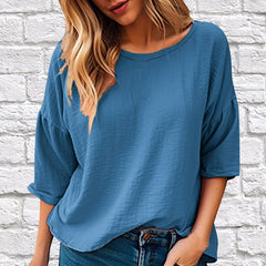 Full Size Round Neck Half Sleeve T-Shirt Plus Size - Trendsi