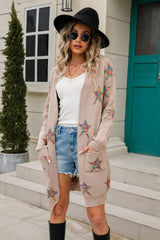 Angel Wings Star Open Front Long Sleeve Cardigan - Trendsi - Flyclothing LLC