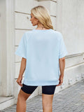 Round Neck Short Sleeve T-Shirt - Trendsi - Flyclothing LLC