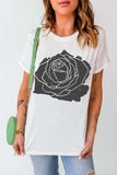 Rose Graphic Round Neck Short Sleeve T-Shirt - Trendsi - Flyclothing LLC