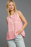 Umgee Round Neck Texture Striped Tank - Trendsi