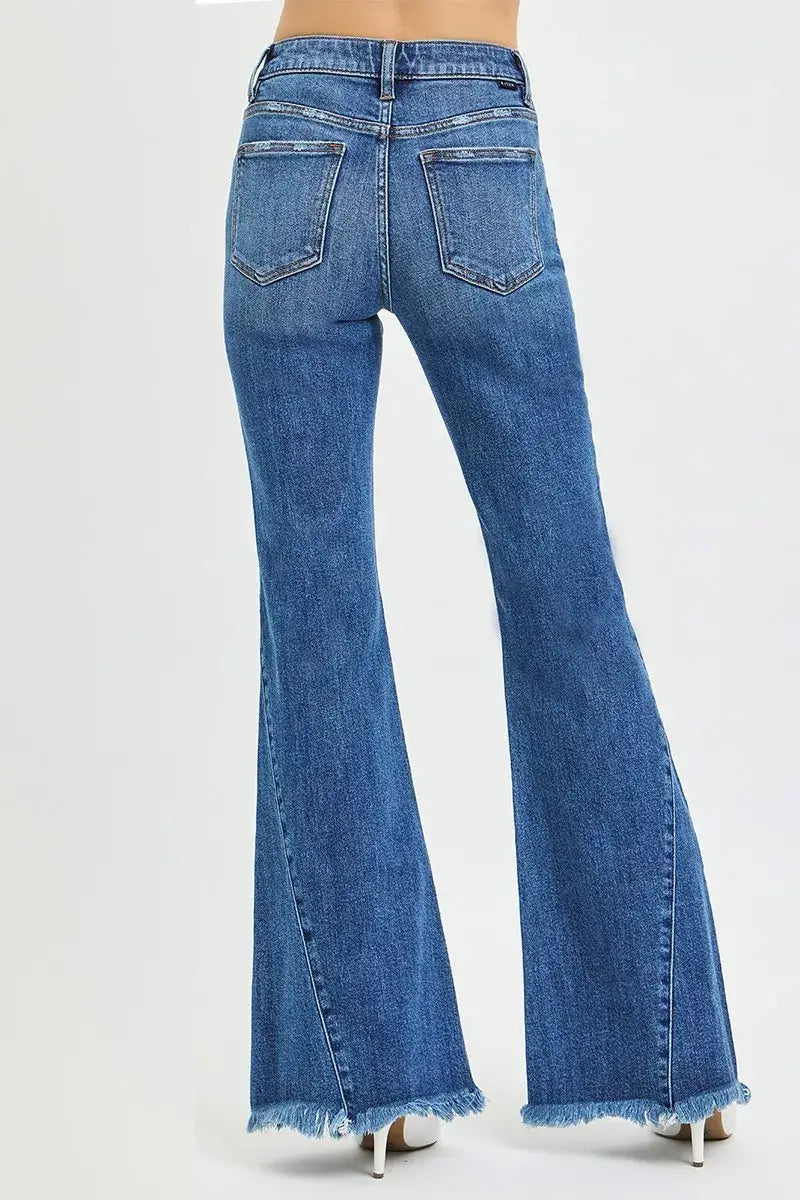RISEN Mid Rise Flare Side Seam Detailing Jeans - Trendsi - Flyclothing LLC