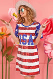 BiBi American Flag Theme Usa Print Sequin Dress - Trendsi - Flyclothing LLC