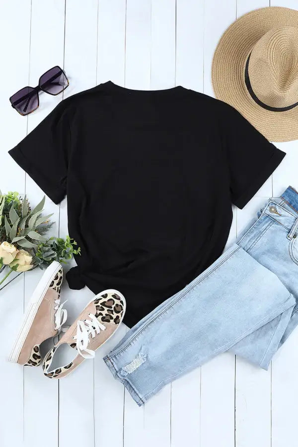 AMEN Bow Round Neck Short Sleeve T Shirt - Trendsi - Flyclothing LLC