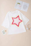 Color Block Star Patched Oversized T-Shirt - Trendsi - Flyclothing LLC