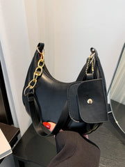 PU Leather Shoulder Bag with EarPods Bag - Trendsi