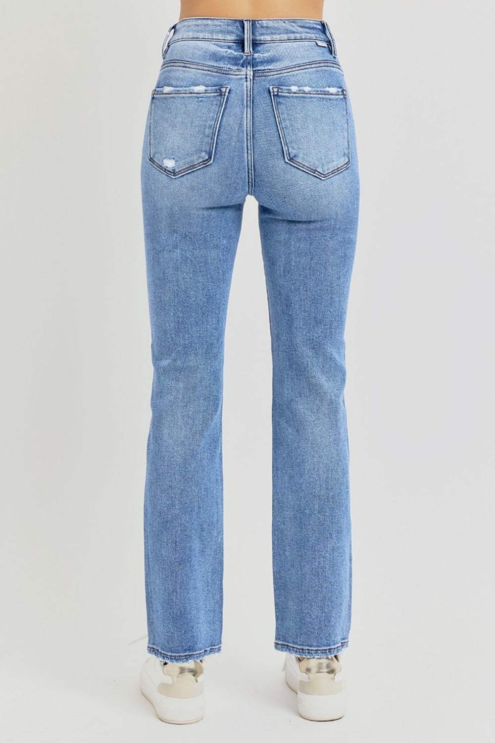RISEN Full Size Distressed High-Rise Ankle Straight Jeans - Trendsi - Flyclothing LLC