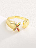 18K Gold-Plated Zircon Letter Ring - Trendsi - Flyclothing LLC