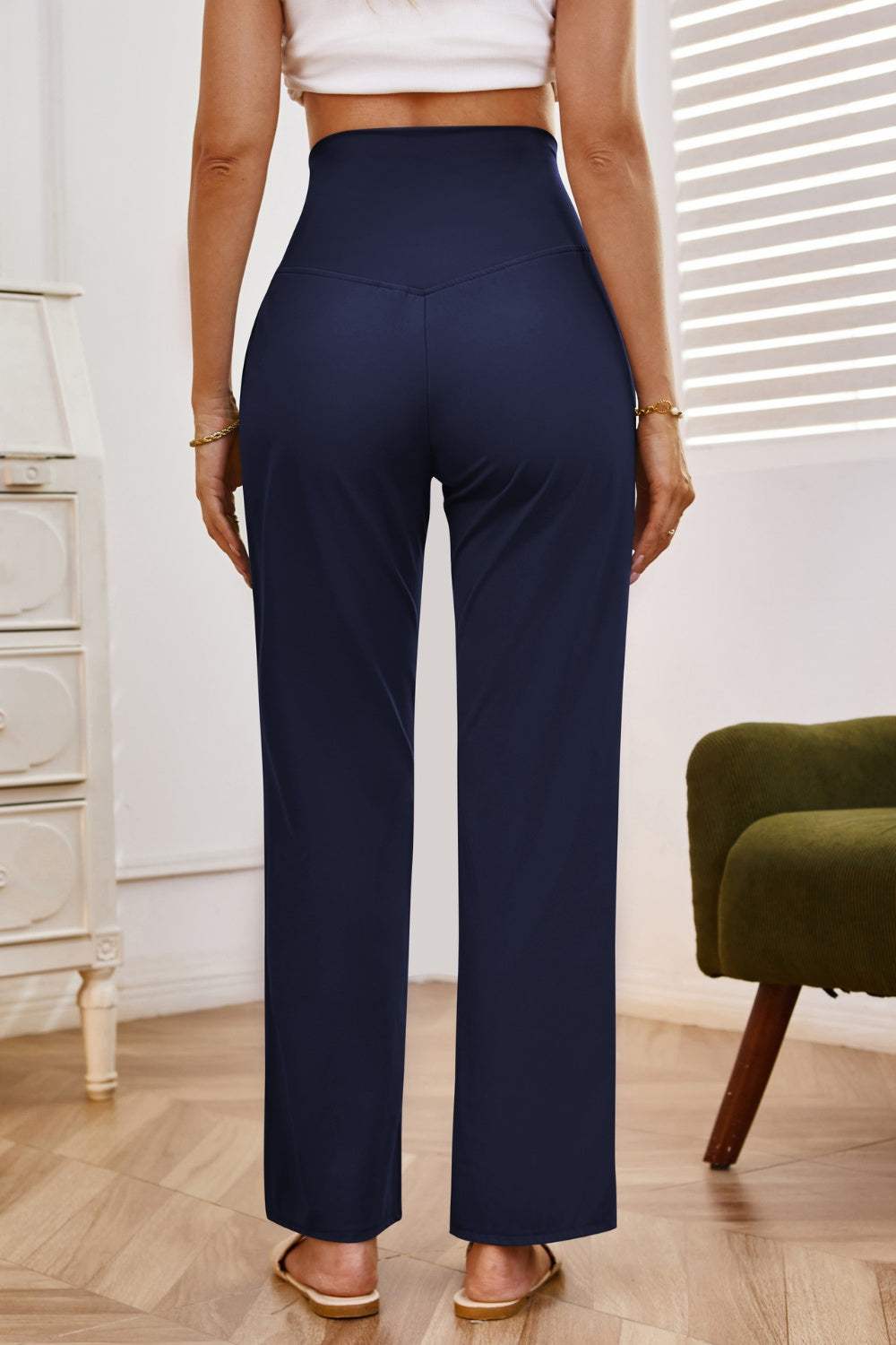 High Waist Wide Leg Pants with Pockets - Trendsi - Flyclothing LLC