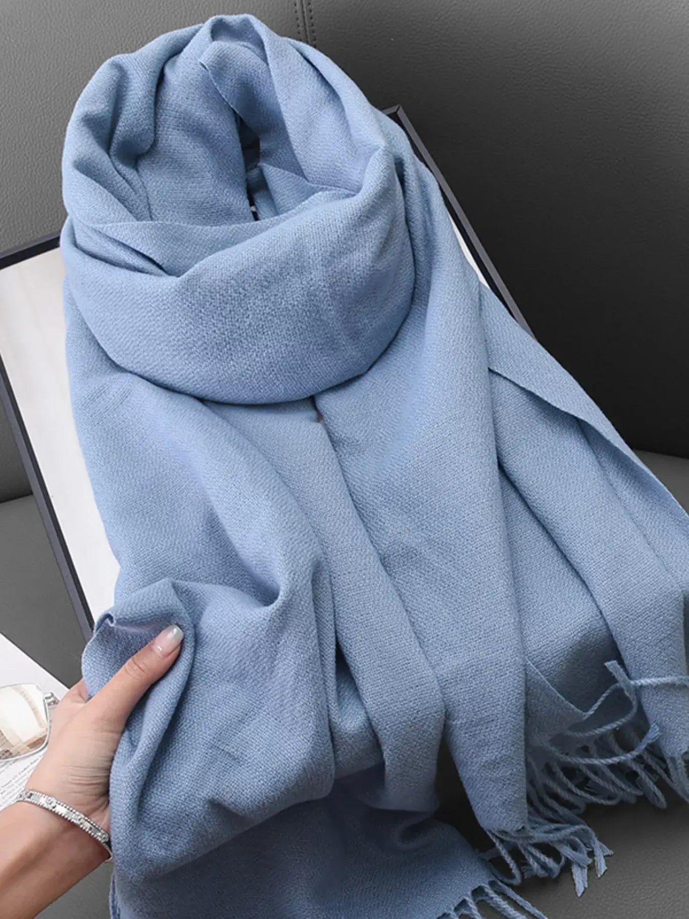 Solid Color Fringe Scarf - Trendsi - Flyclothing LLC