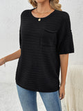 Round Neck Half Sleeve Knit Top - Trendsi