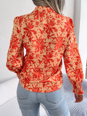 Floral Collared Neck Long Sleeve Shirt - Trendsi