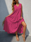 Tiered V-Neck Sleeve Dress - Trendsi - Flyclothing LLC