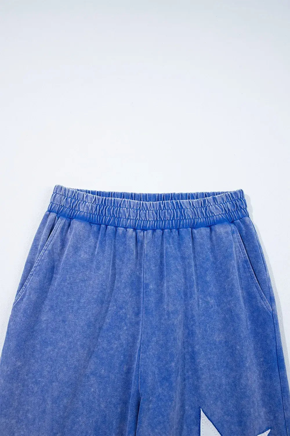 Acid Wash Star Patched Rolled Trim Top and Pants Set - Trendsi - Flyclothing LLC