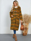 Plaid Long Sleeve Hooded Coat with Pockets - Trendsi - Flyclothing LLC