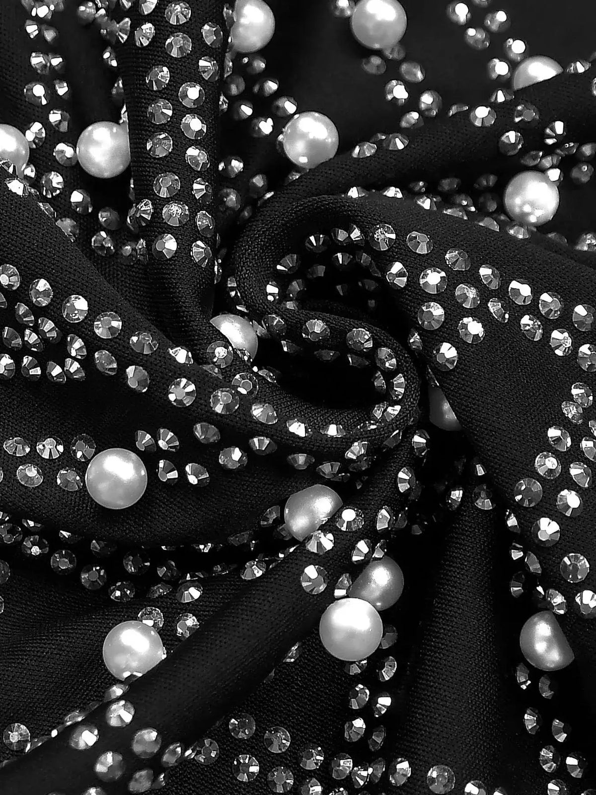 Rhinestone Pearl Detail One-Shoulder Mermaid Maxi Dress - Trendsi - Flyclothing LLC