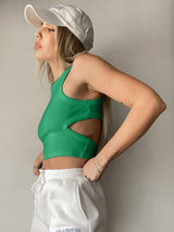 Cutout Round Neck Tank - Trendsi - Flyclothing LLC