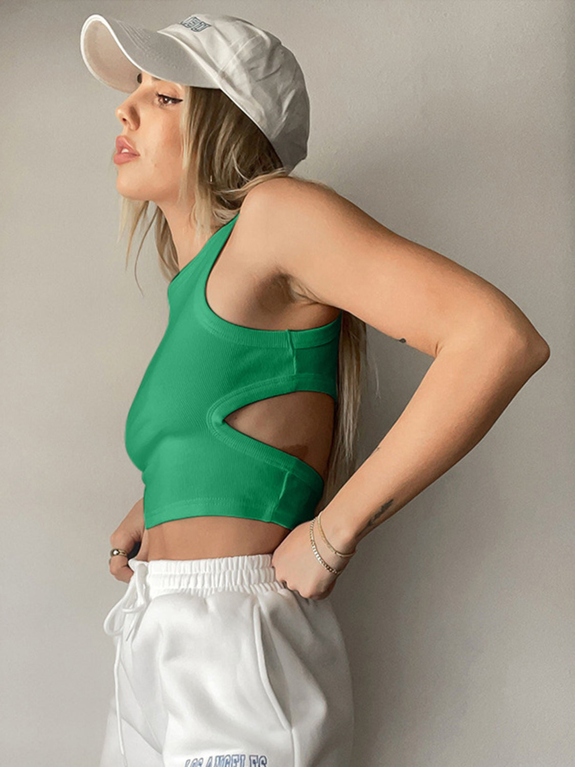 Cutout Round Neck Tank - Trendsi - Flyclothing LLC