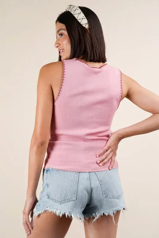VERY J Blanket Style Sleeveless Knit Tank - Trendsi - Flyclothing LLC