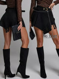 Fringed Suede Mini Skort - Trendsi - Flyclothing LLC