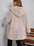 Plus Size Open Front Long Sleeve Hooded Fuzzy Jacket - Trendsi - Flyclothing LLC