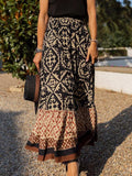 Geometric Elastic Waist Maxi Skirt - Trendsi - Flyclothing LLC