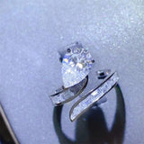 3 Carat Moissanite Zircon 925 Sterling Silver Bypass Ring - Trendsi