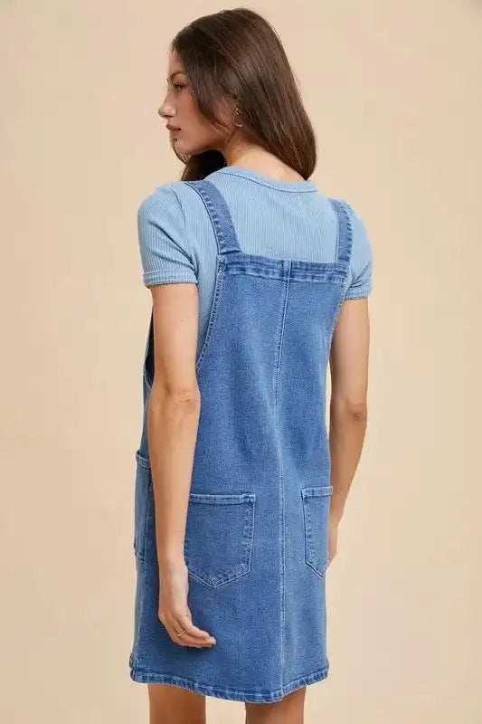 Annie Wear Wide Strap Denim Overall Dress with Pockets - Trendsi - Flyclothing LLC