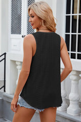 Florira Eyelet Round Neck Tank - Trendsi - Flyclothing LLC
