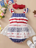 Lace Detail Square Neck Bodysuit with Headband - Trendsi