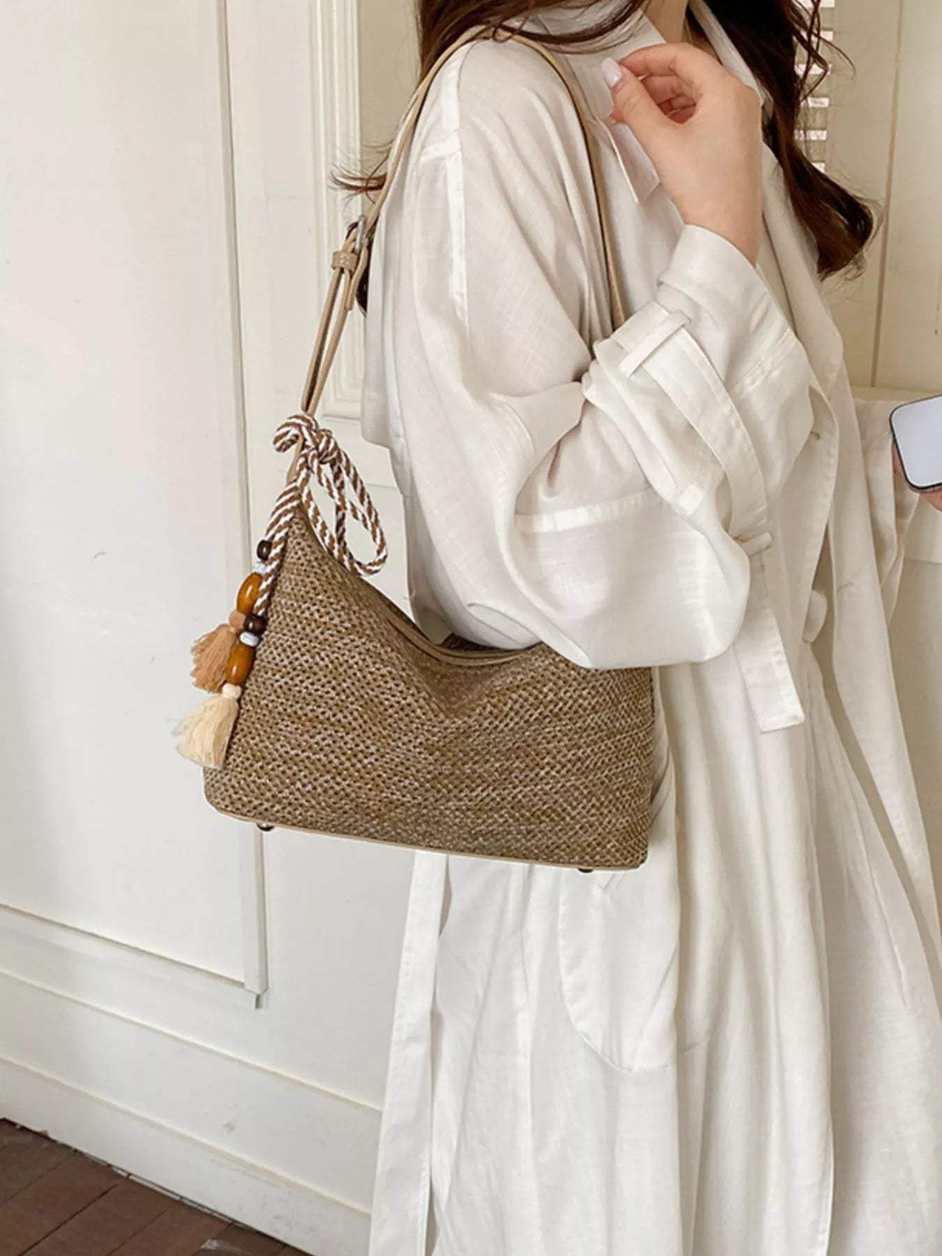 Woven Shoulder Bag with Tassel - Trendsi - Flyclothing LLC